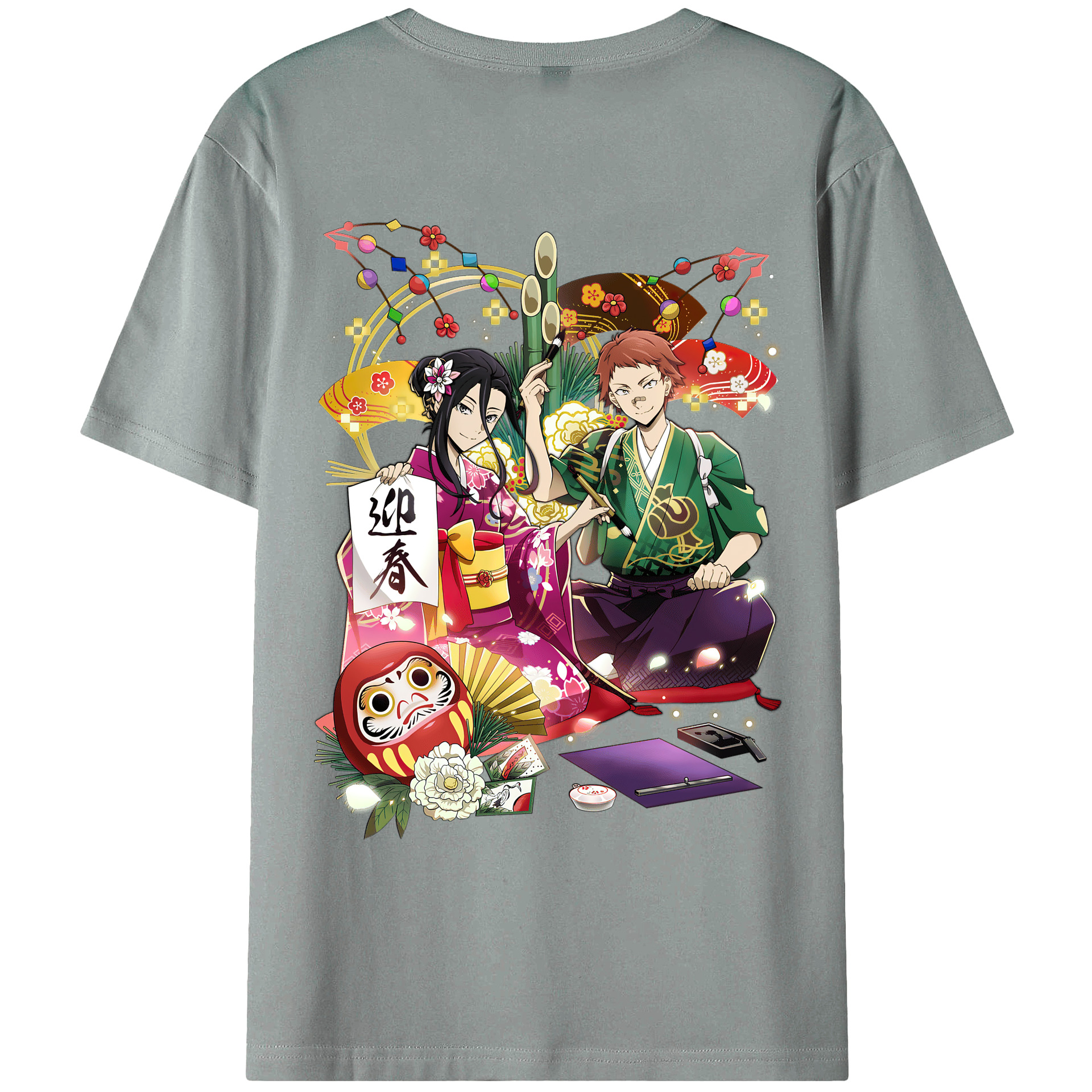 （画像用） 文豪ストレイドッグス Bungo Stray Dogs 綿100％ メンズ半袖Tシャツ（バックプリント） 通気性